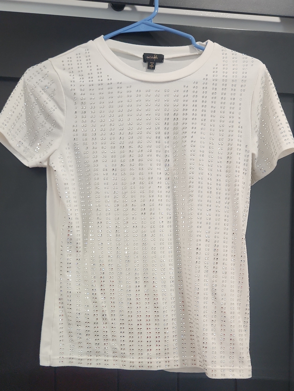 Ontwelfth White Short-Sleeve Embellished Tee
